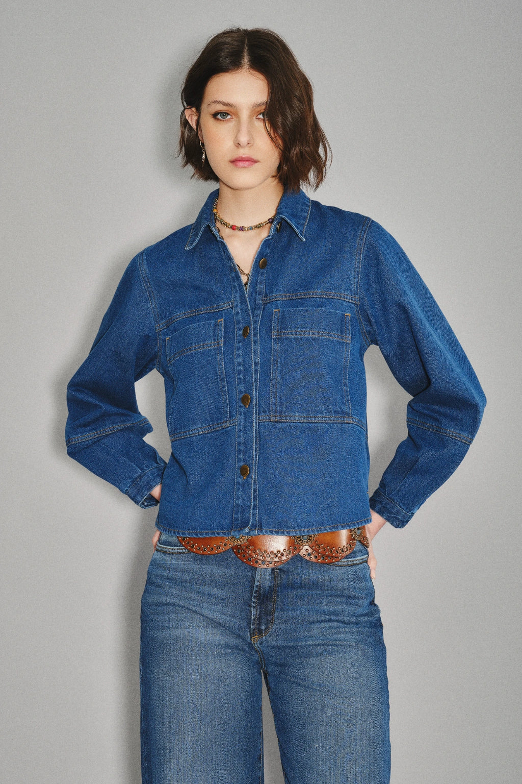 camisa austin crop denim