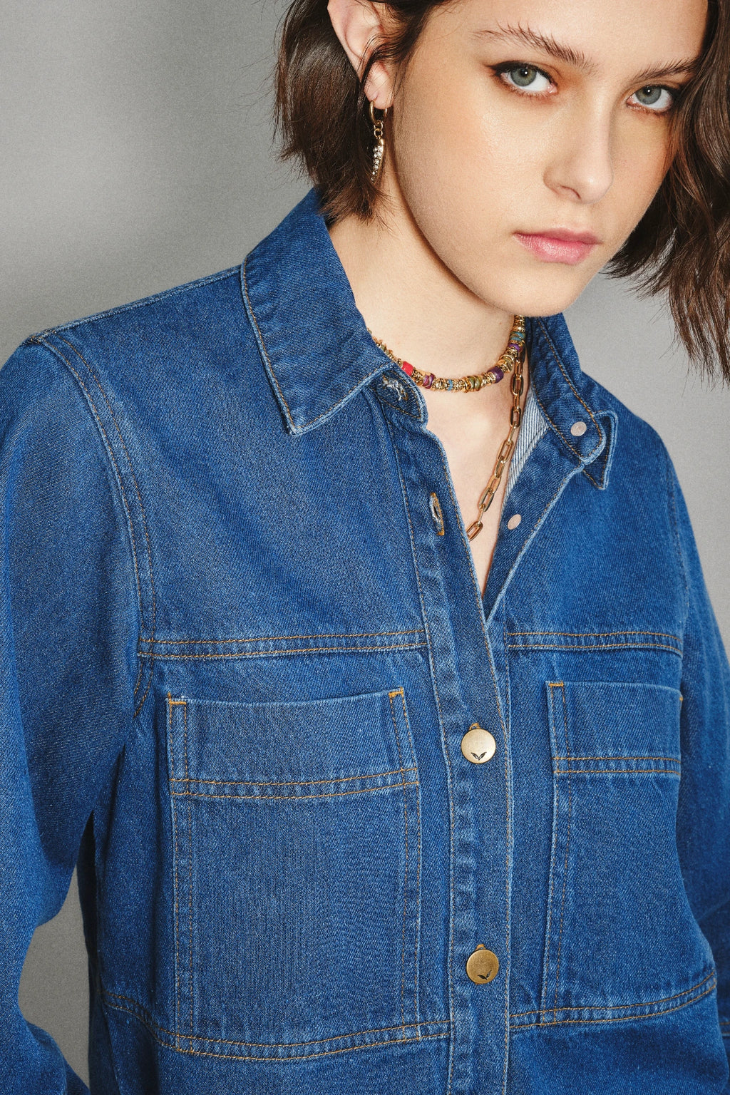camisa austin crop denim