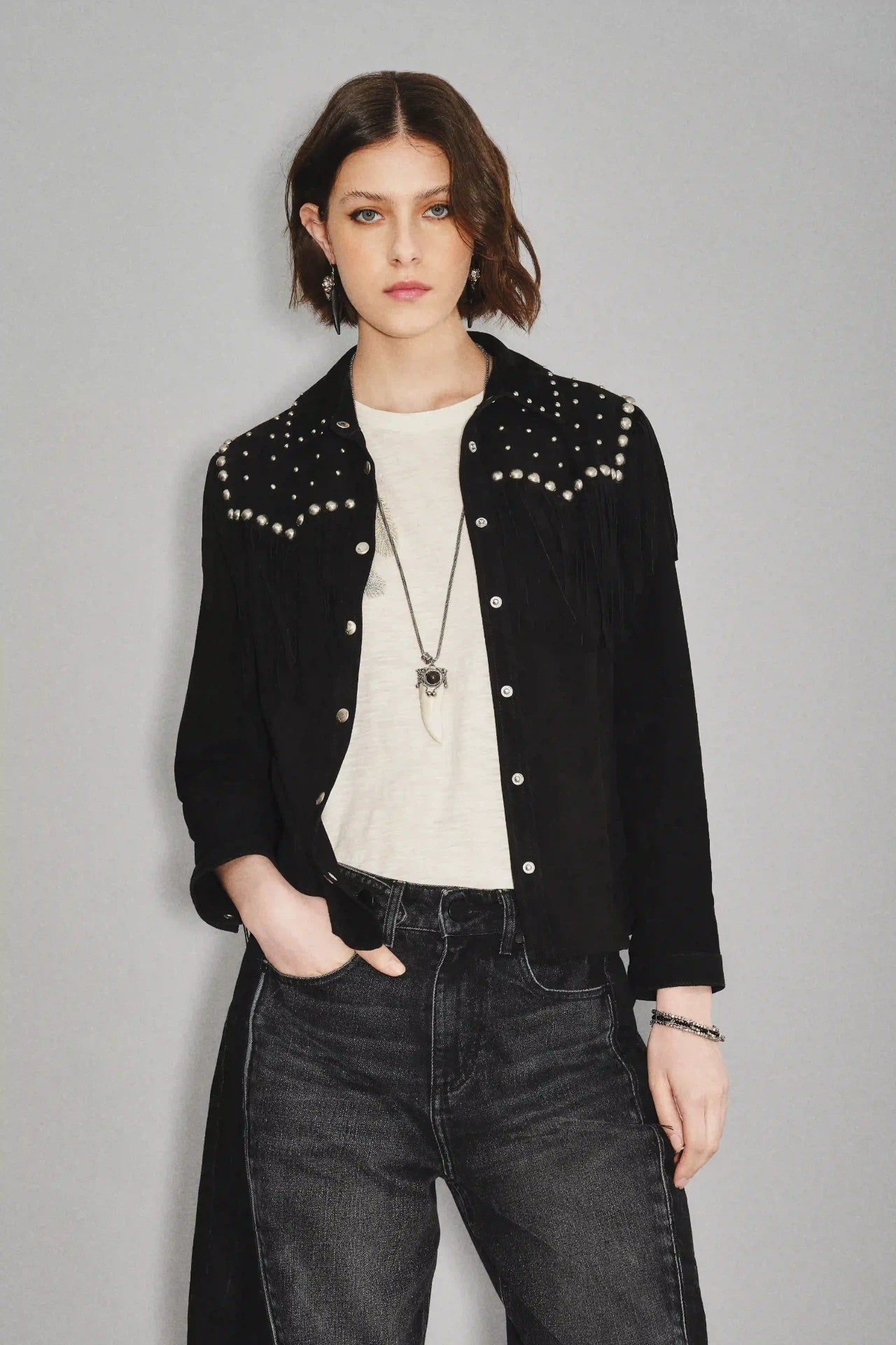 camisa bellota studs cuero