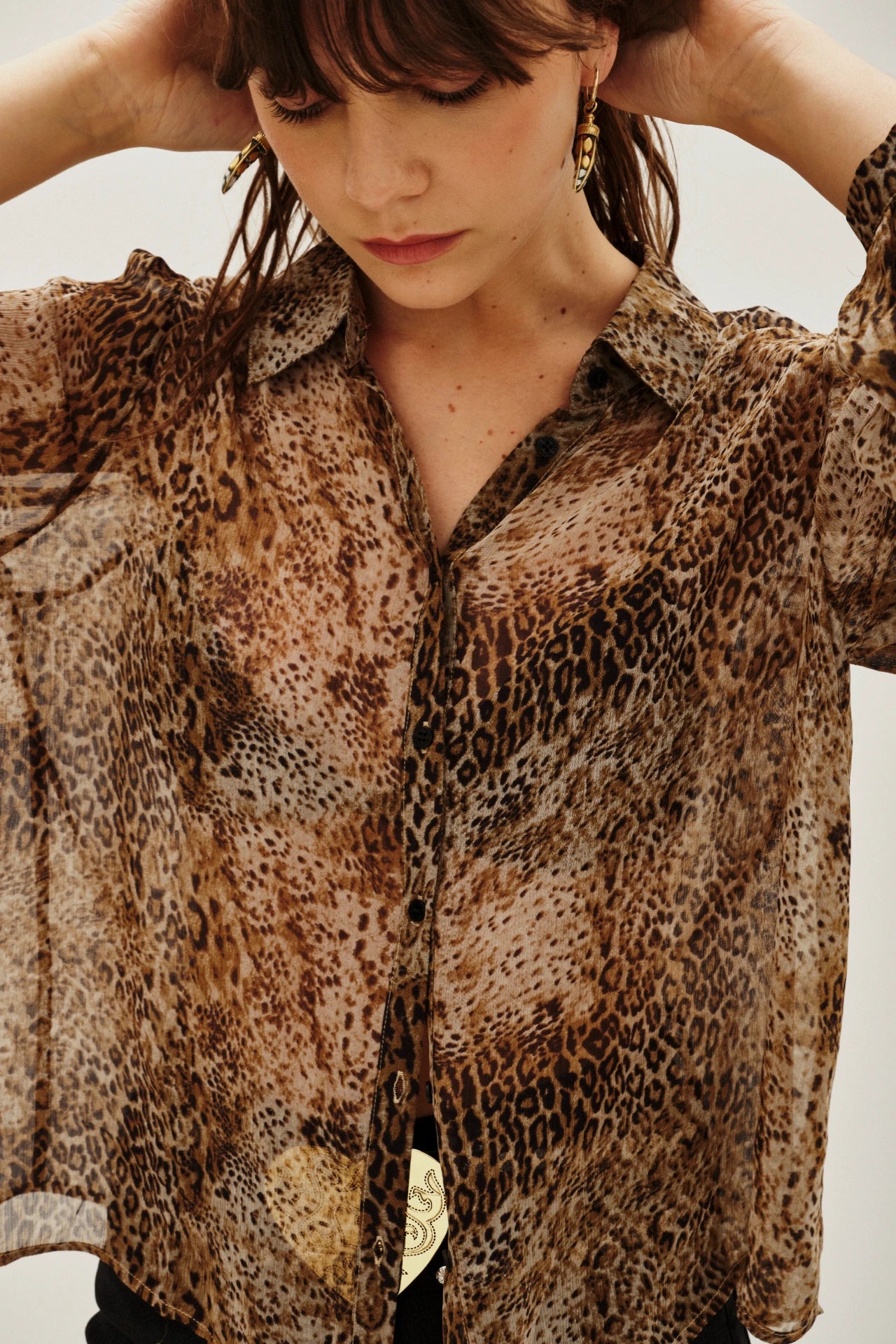 camisa lina animal mini