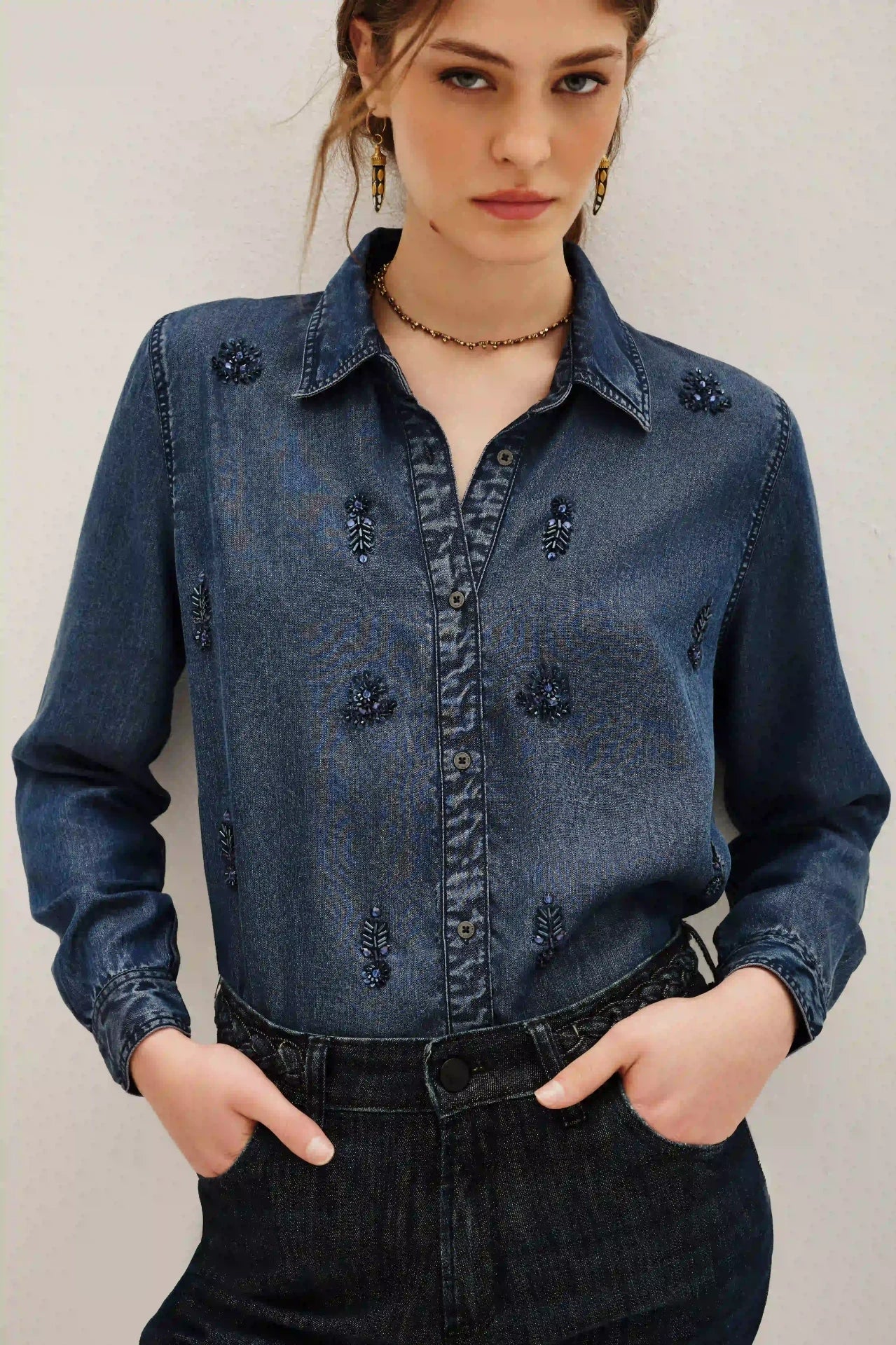 camisa metal saree
