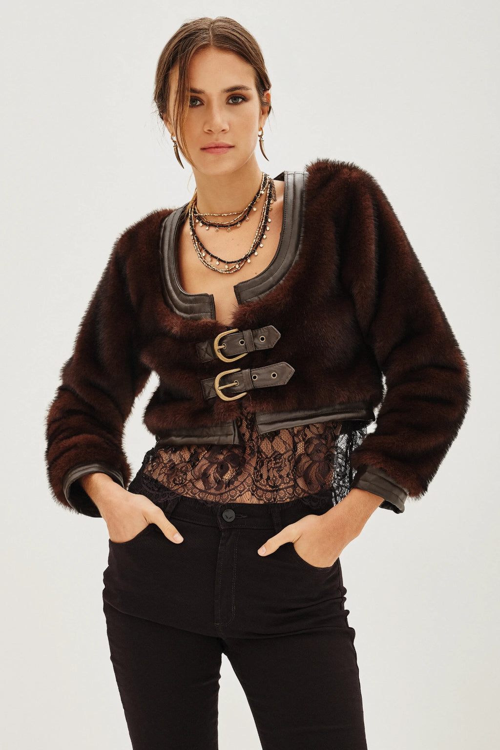 saco crop fur