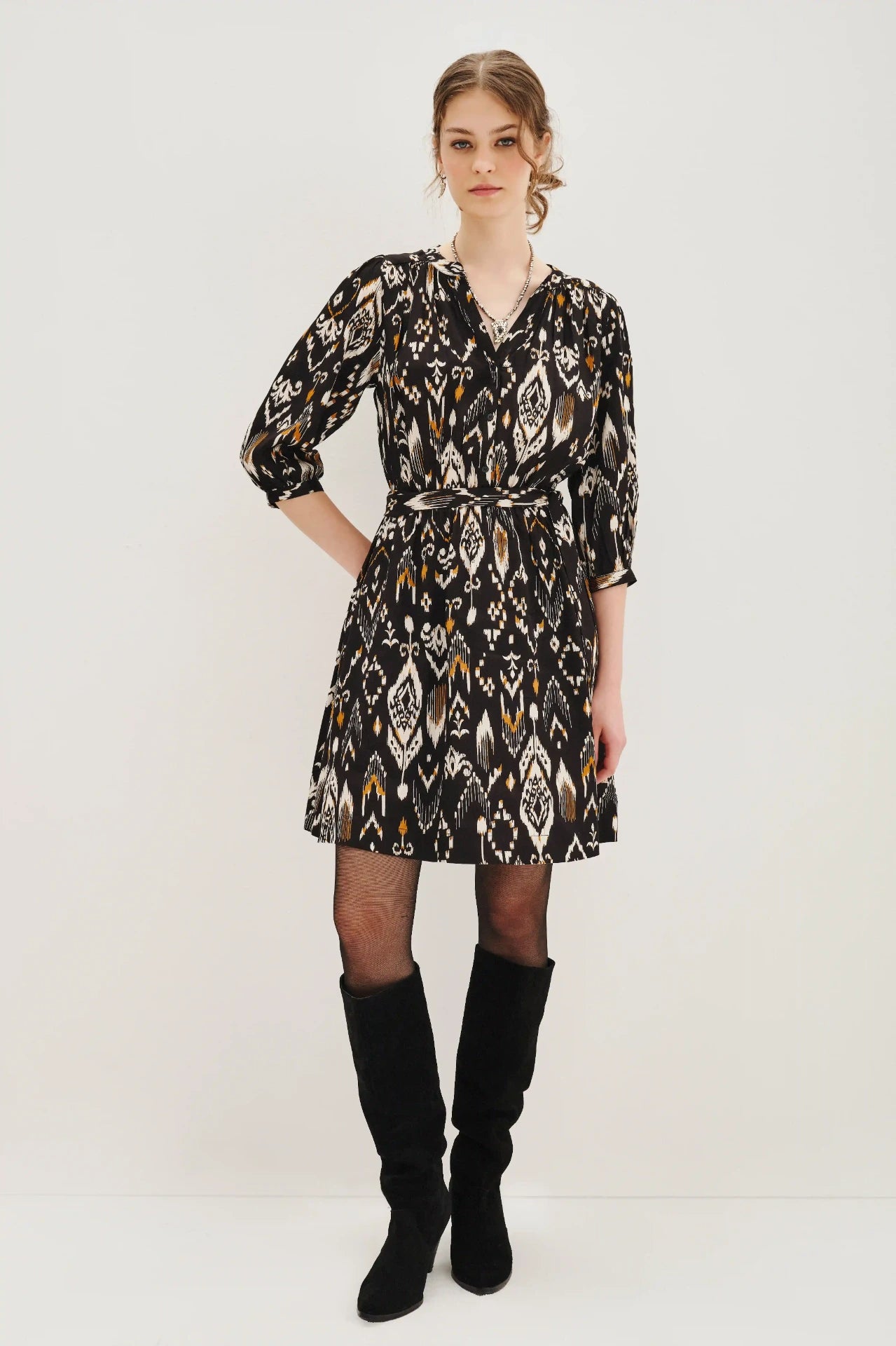 vestido cocktail ikat