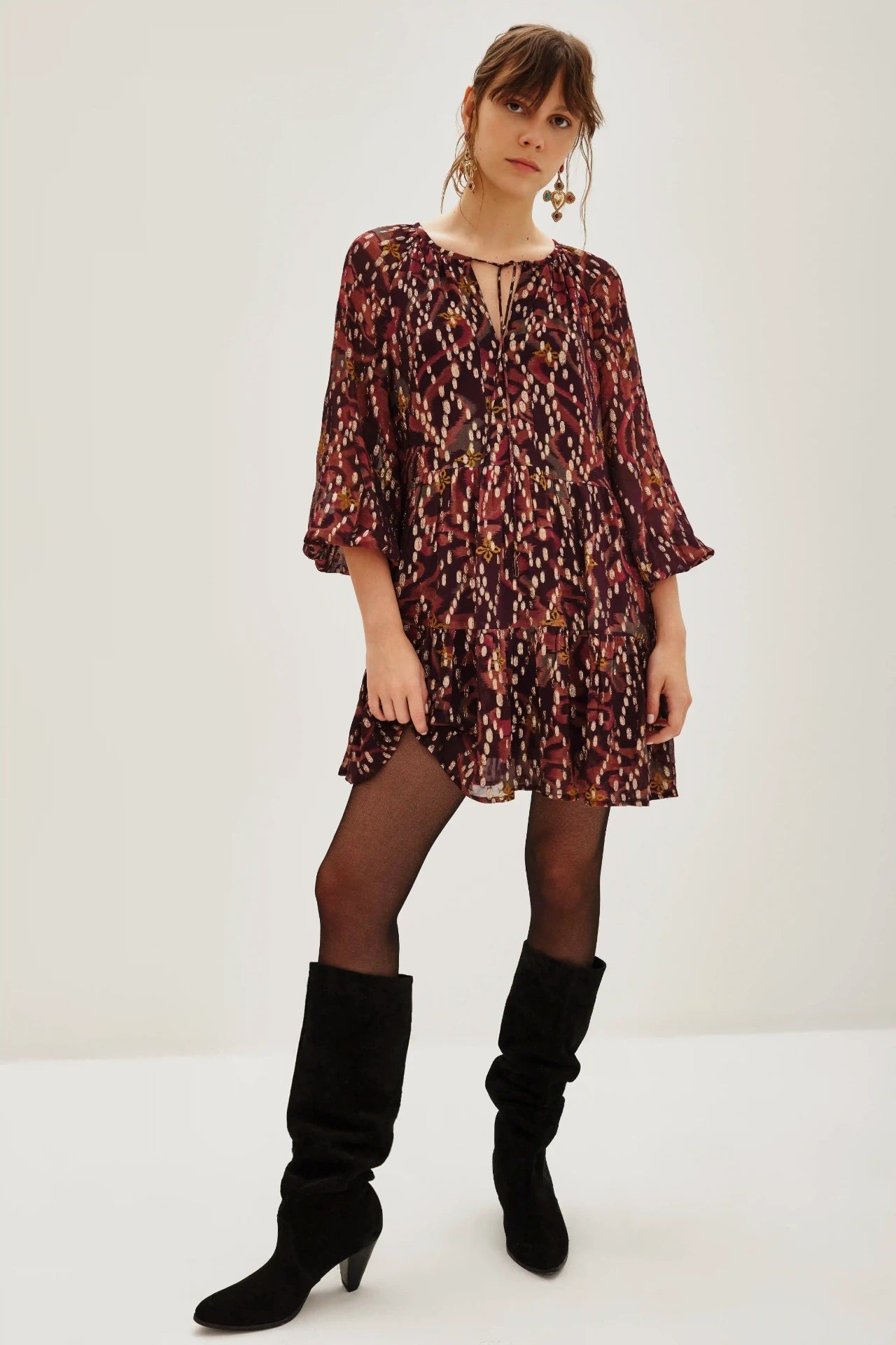 vestido jacquard short ikat