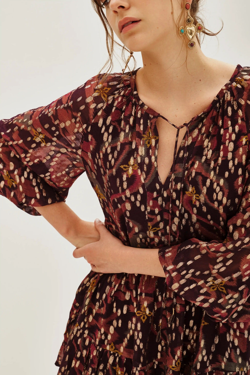 vestido jacquard short ikat